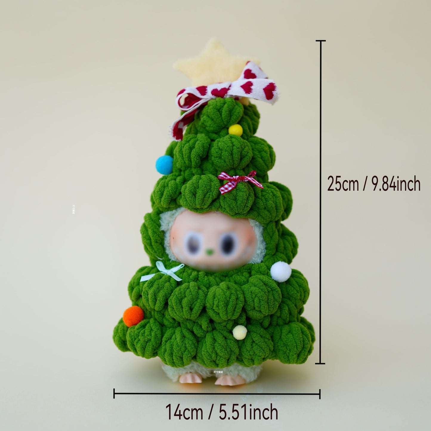 Handmade Christmas Tree Outfit for Labubu 6.7" – Cute Holiday Costume, Doll Clothes (No Doll)