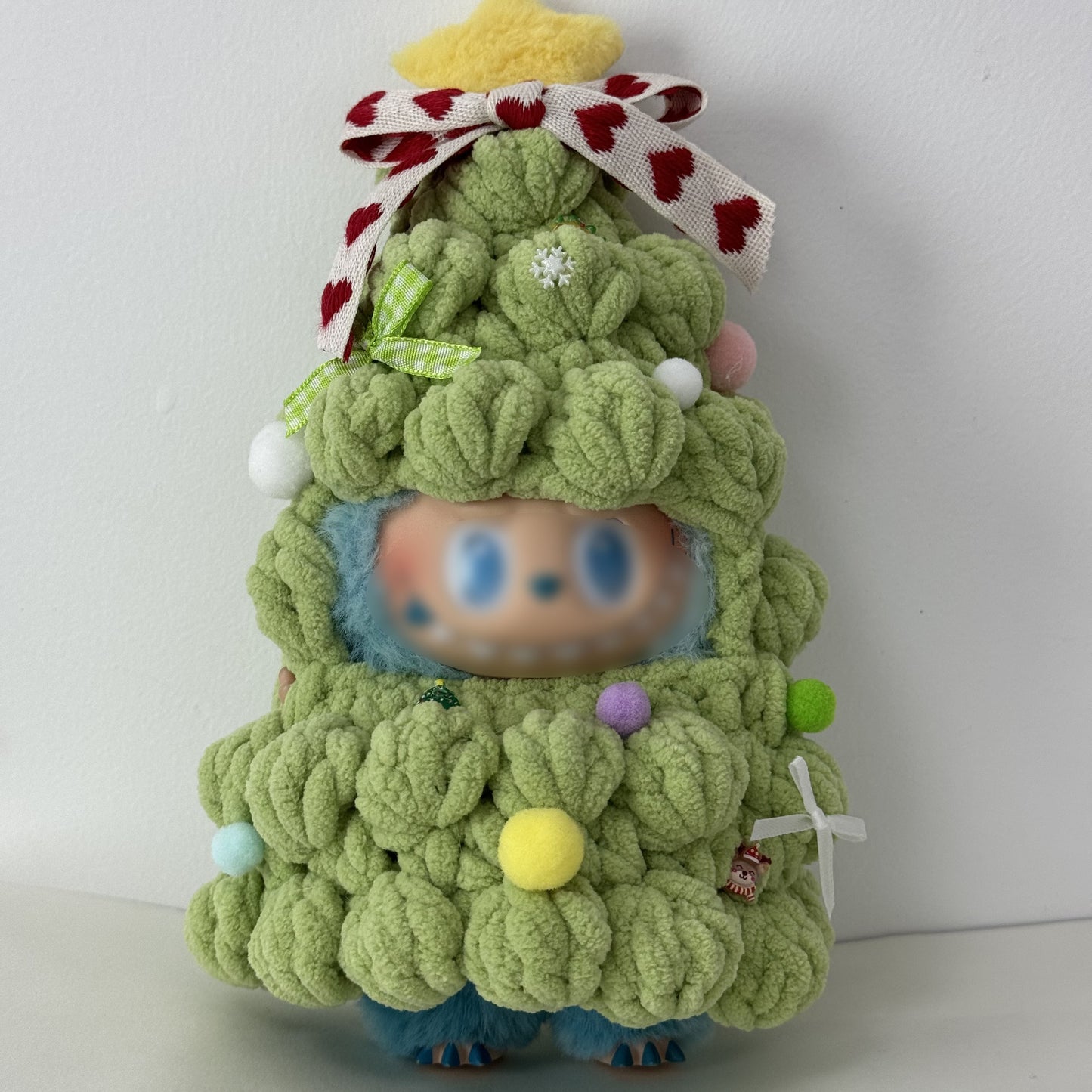Handmade Christmas Tree Outfit for Labubu 6.7" – Cute Holiday Costume, Doll Clothes (No Doll)