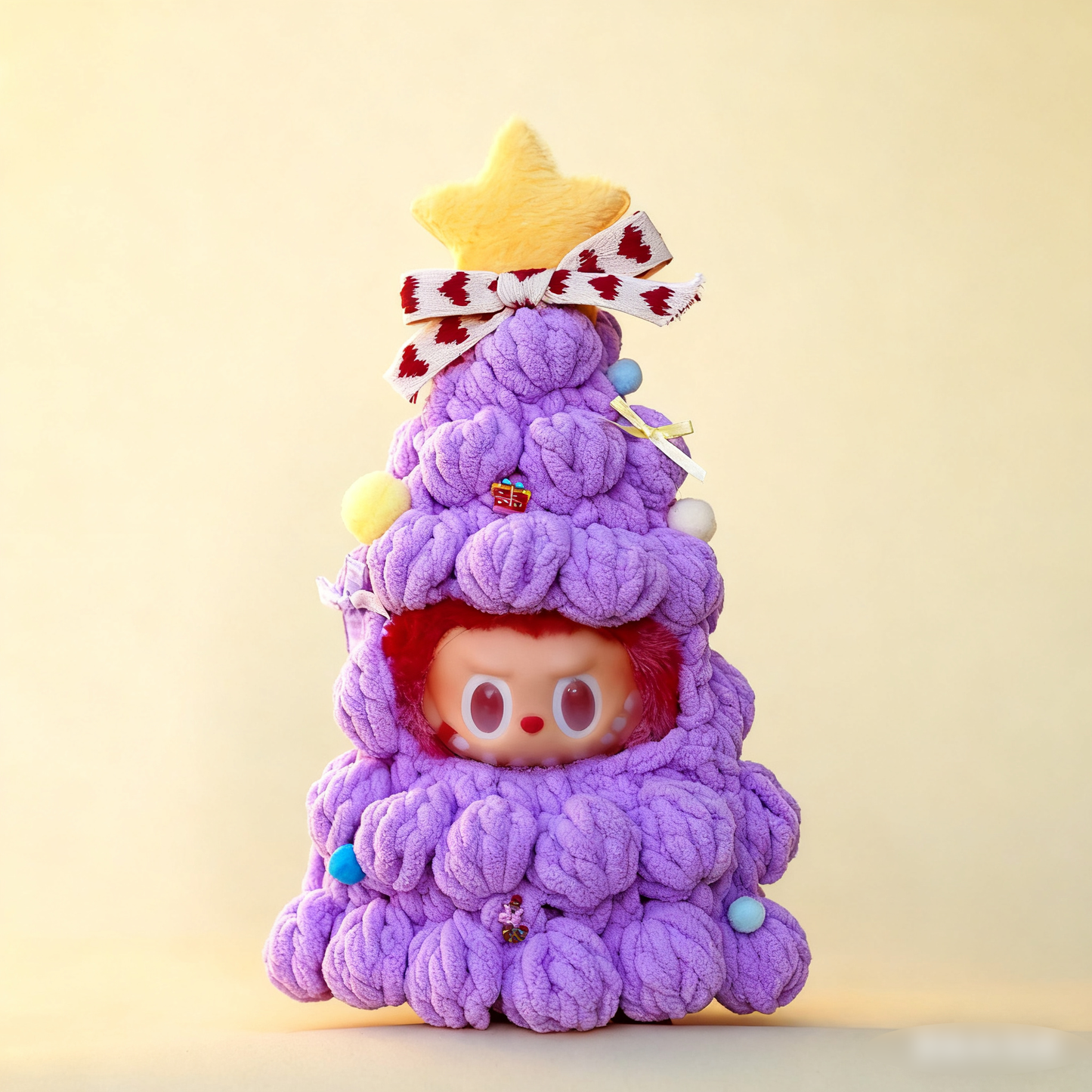 Handmade Christmas Tree Outfit for Labubu 6.7" – Cute Holiday Costume, Doll Clothes (No Doll)