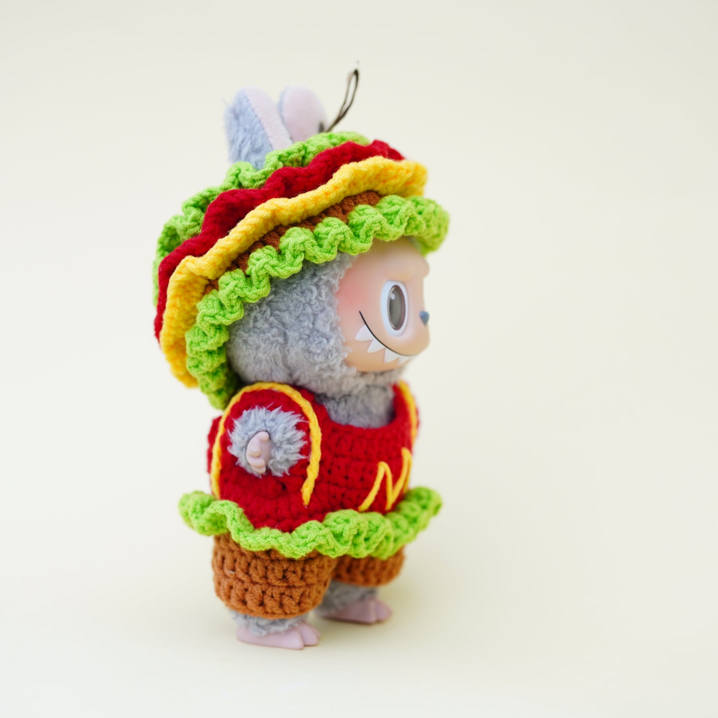 Hand-crocheted hamburger suit for labubu