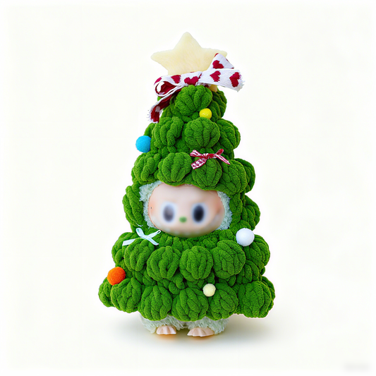 Handmade Christmas Tree Outfit for Labubu 6.7" – Cute Holiday Costume, Doll Clothes (No Doll)